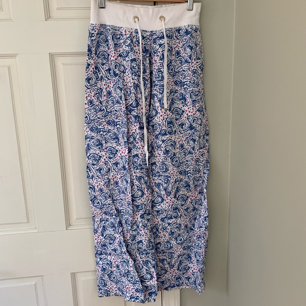 Lilly Pulitzer Blue and Pink Paisley Pants (STRING IS MISSING)